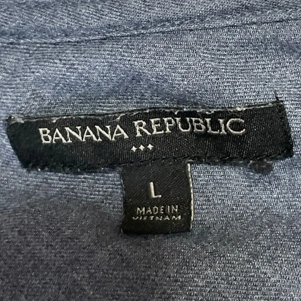Banana Republic Men's Light Gray Knit Long Sleeve Henley T Shirt Tee Top Size L